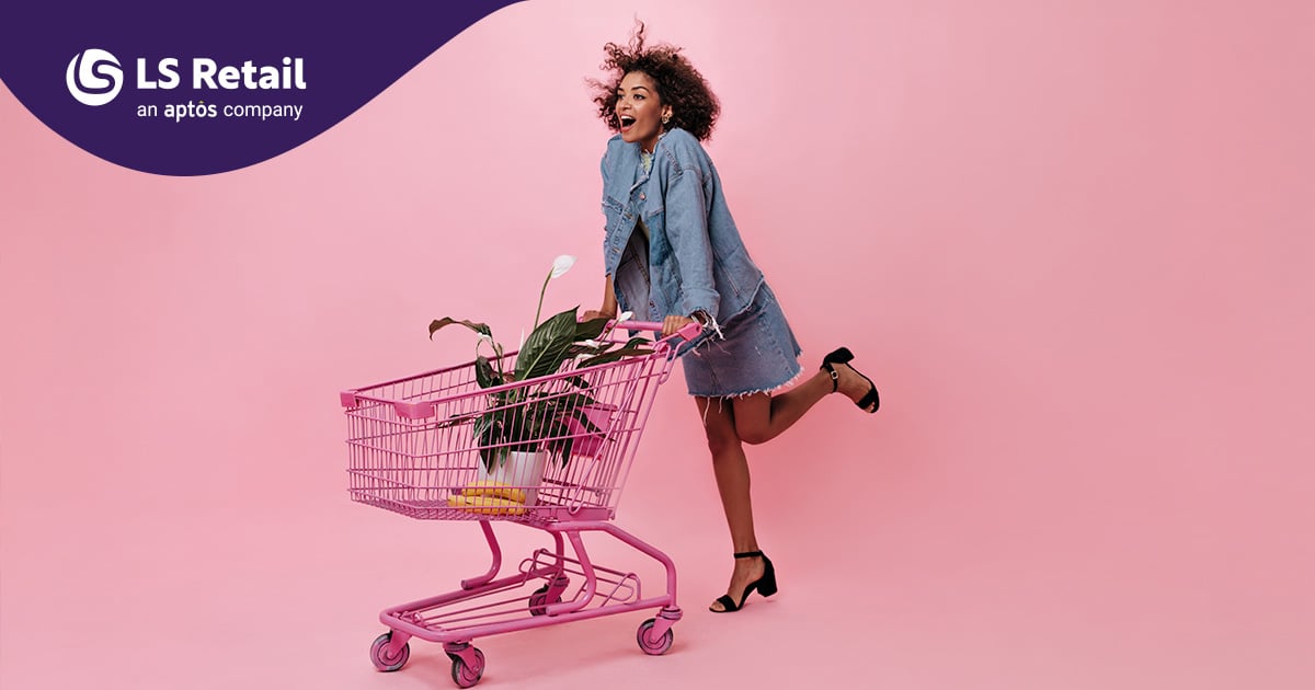 Millennial woman pushing a shopping cart